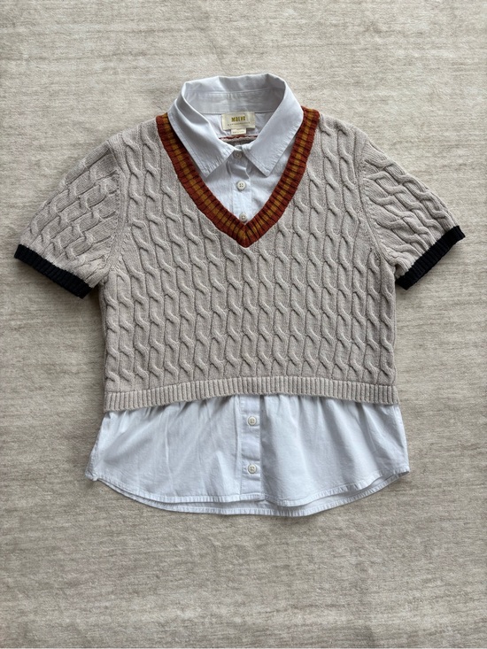 Tops - Maeve by Anthro Beige Cable Knit Cricket Sweater Top, Timeless V-neck Size Small